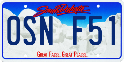 SD license plate 0SNF51