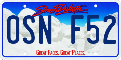 SD license plate 0SNF52