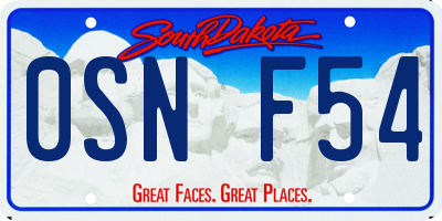 SD license plate 0SNF54