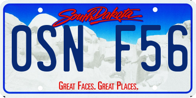 SD license plate 0SNF56