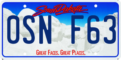 SD license plate 0SNF63