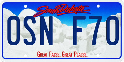 SD license plate 0SNF70