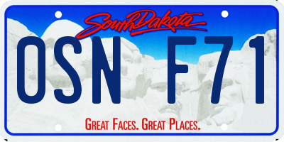 SD license plate 0SNF71