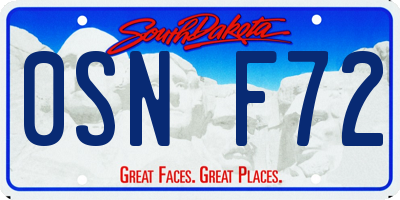SD license plate 0SNF72