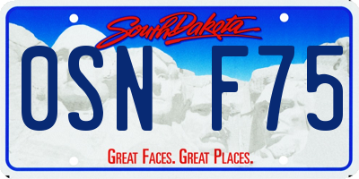 SD license plate 0SNF75