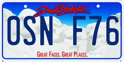 SD license plate 0SNF76