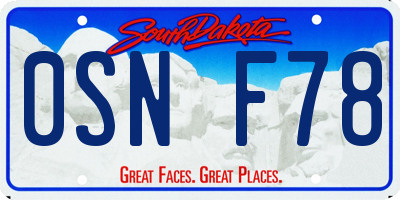 SD license plate 0SNF78