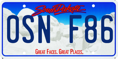 SD license plate 0SNF86