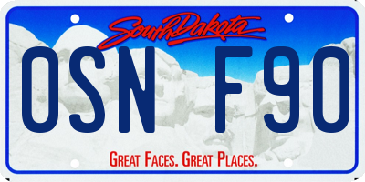SD license plate 0SNF90