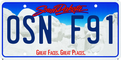 SD license plate 0SNF91
