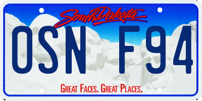 SD license plate 0SNF94