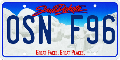 SD license plate 0SNF96