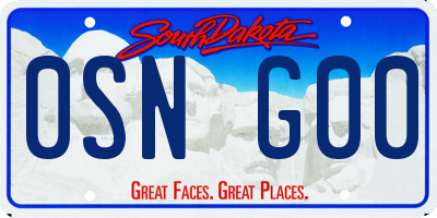 SD license plate 0SNG00