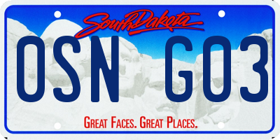 SD license plate 0SNG03