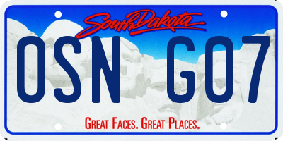 SD license plate 0SNG07