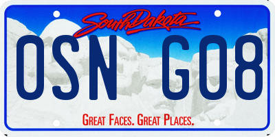 SD license plate 0SNG08
