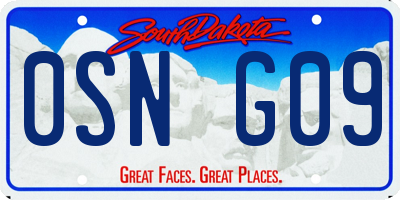 SD license plate 0SNG09