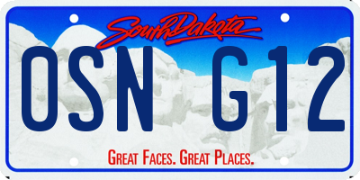 SD license plate 0SNG12