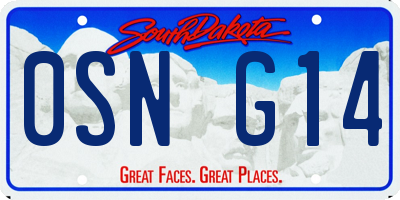 SD license plate 0SNG14