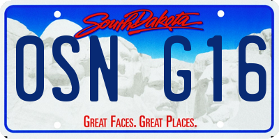 SD license plate 0SNG16