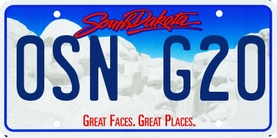 SD license plate 0SNG20