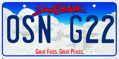 SD license plate 0SNG22