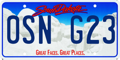SD license plate 0SNG23