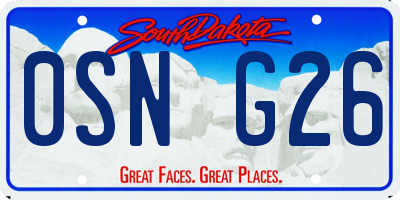 SD license plate 0SNG26