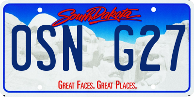 SD license plate 0SNG27