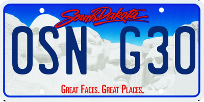 SD license plate 0SNG30