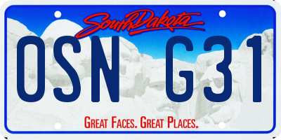 SD license plate 0SNG31
