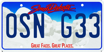 SD license plate 0SNG33