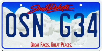 SD license plate 0SNG34