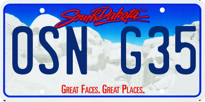 SD license plate 0SNG35