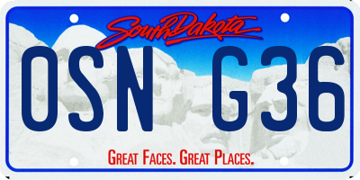 SD license plate 0SNG36
