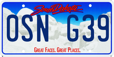 SD license plate 0SNG39