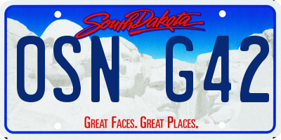 SD license plate 0SNG42