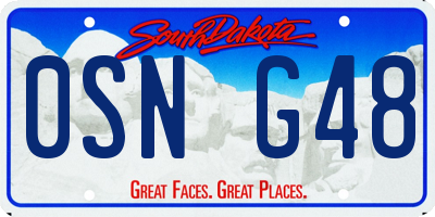 SD license plate 0SNG48