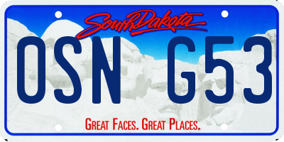SD license plate 0SNG53