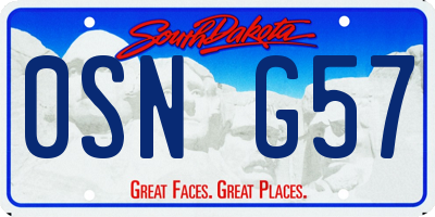 SD license plate 0SNG57