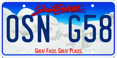 SD license plate 0SNG58
