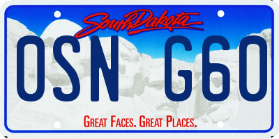 SD license plate 0SNG60