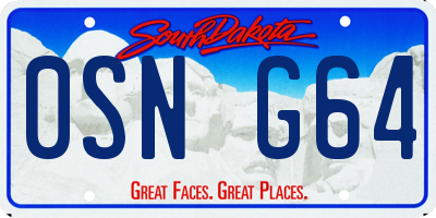 SD license plate 0SNG64