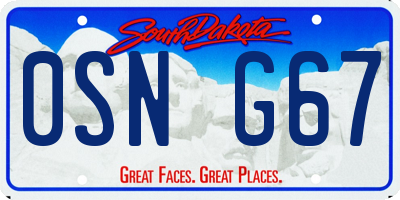 SD license plate 0SNG67