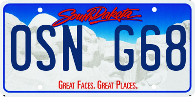 SD license plate 0SNG68
