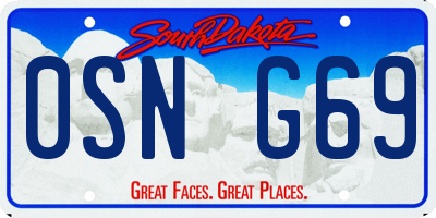 SD license plate 0SNG69