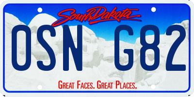 SD license plate 0SNG82