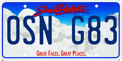 SD license plate 0SNG83