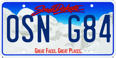 SD license plate 0SNG84