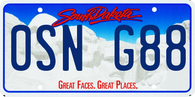 SD license plate 0SNG88